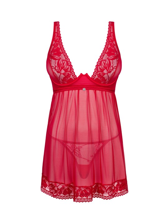 Lacelove Sexy Babydoll en String - Rood