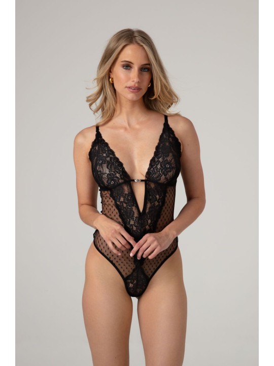 Christine - Body Dewi met Open Kruis - Zwart
