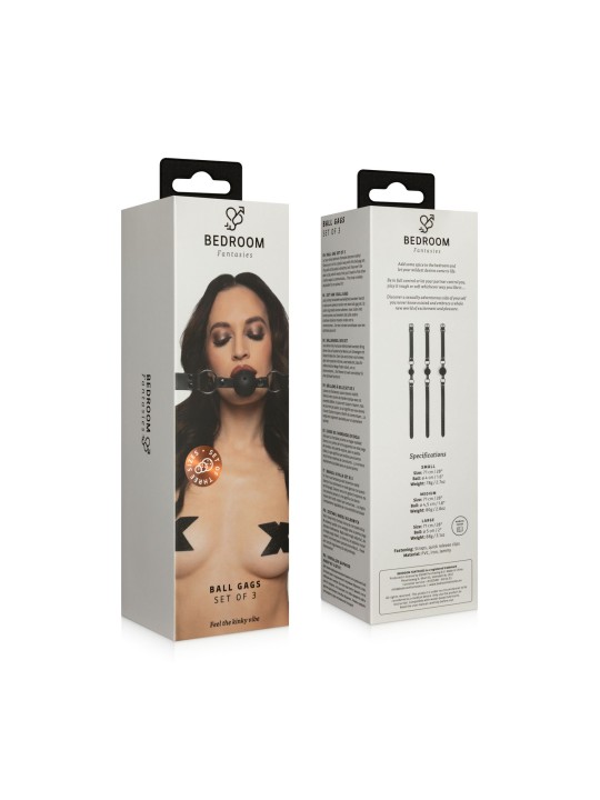 Bedroom Fantasies - Set van 3 Ball Gags - Zwart