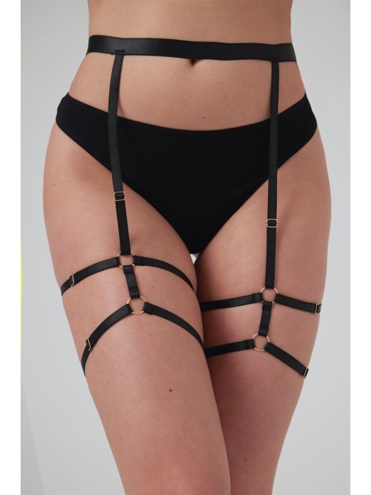 Christine - Strappy Garterbelt Blushing - Black