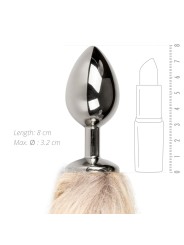 Medium zilverkleurige buttplug met bruine vossenstaart