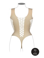 V-Neck Teddy With Open Stripes - Beige