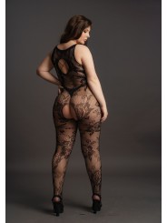 Curvy Catsuit in lace look black