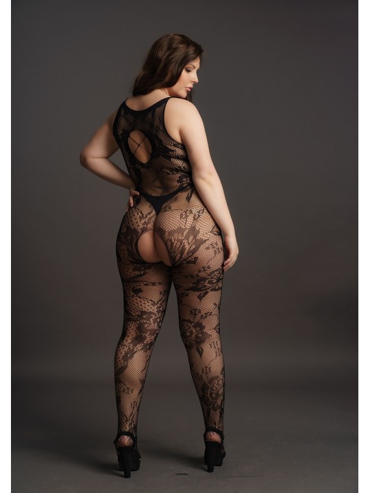 Curvy Catsuit in lace look black