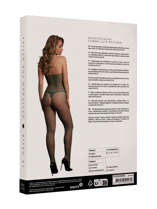 Lace Fishnet Catsuit - Green