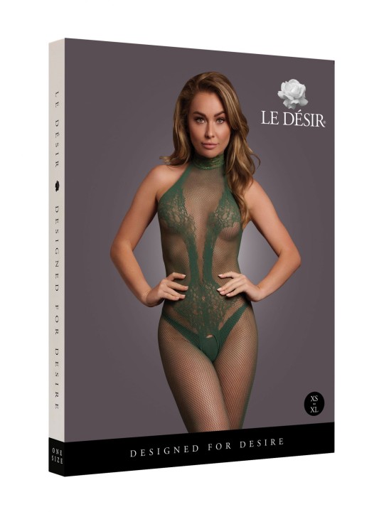 Kanten Visnet Catsuit - Groen