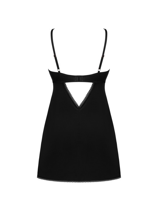 Obsessive - Rosenty Babydoll & String - Zwart/Paars