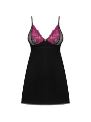 Obsessive - Rosenty Babydoll & String - Zwart/Paars