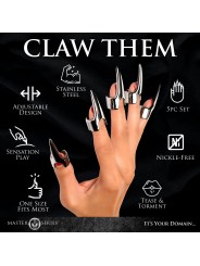 Five-Piece Sensation Claw Rings - Silver