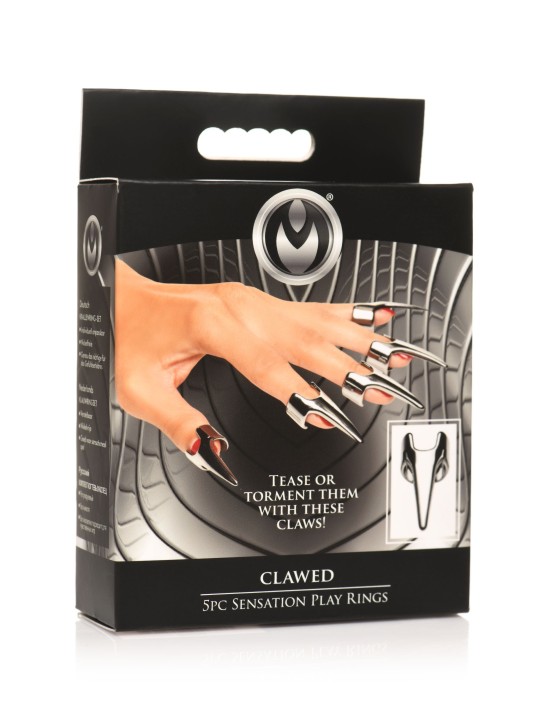 Five-Piece Sensation Claw Rings - Silver