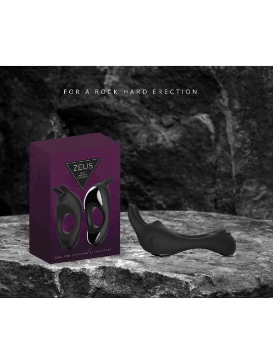 FeelzToys - Zeus Dual Vibe Cock Ring Black