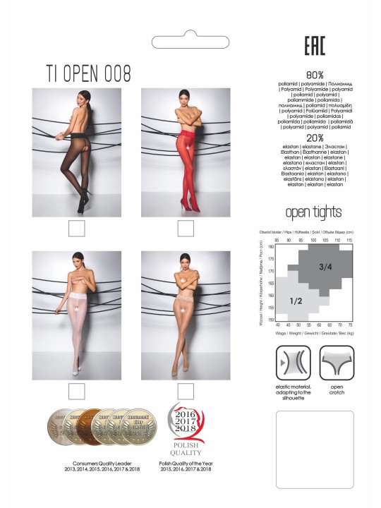 Passion - Tiopen 008 Panty Met Open Kruisje - Rood