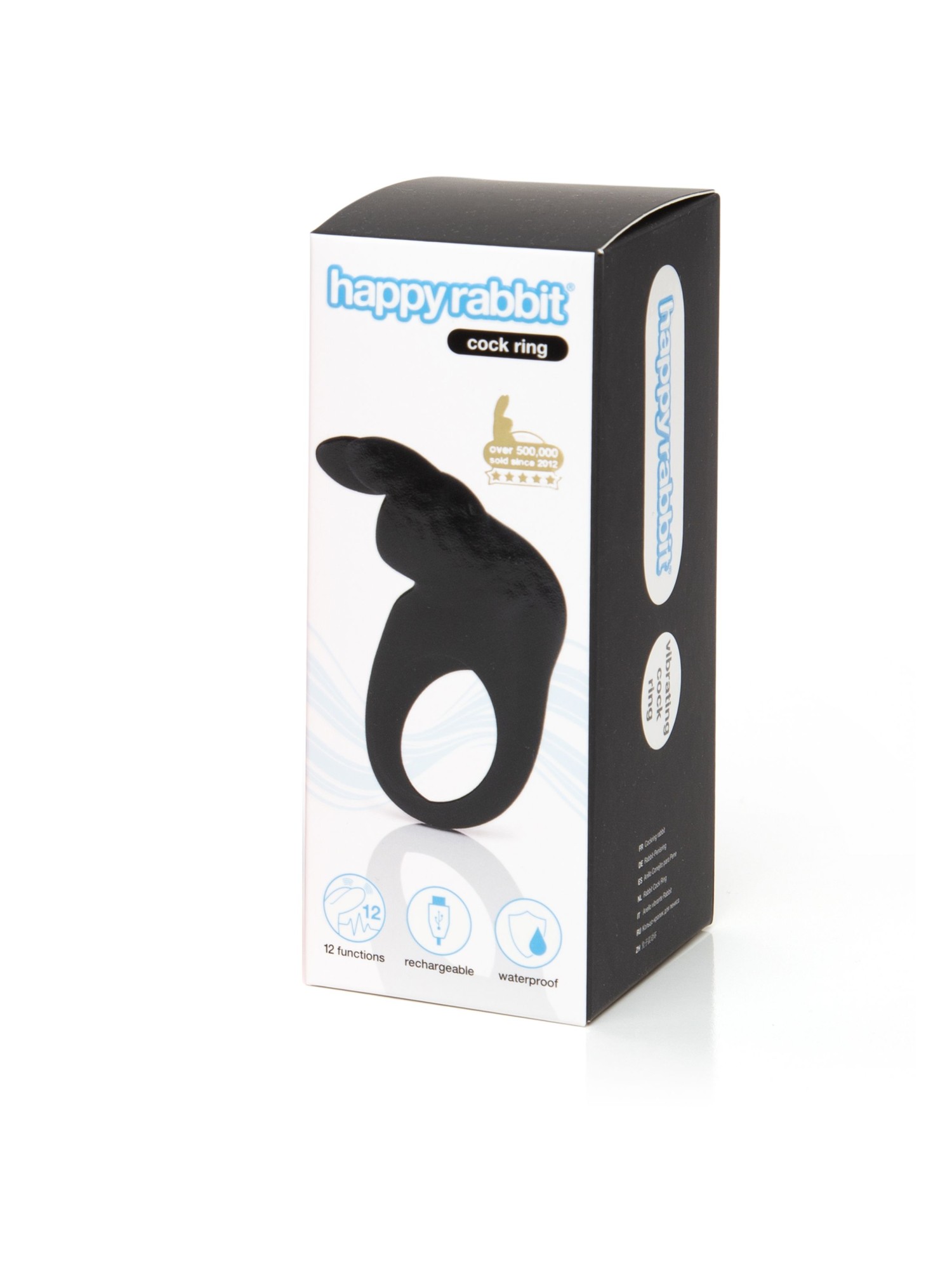 Happy Rabbit - Oplaadbare Vibrerende Rabbit Cock Ring Zwart