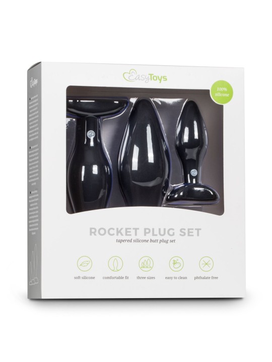 Siliconen buttplugsetje - zwart