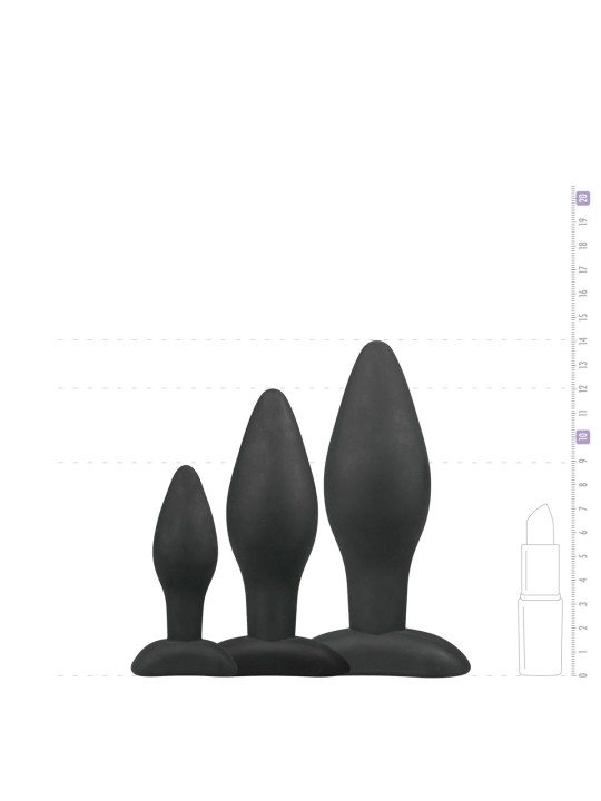 Siliconen buttplugsetje - zwart