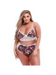 Baci – Grijs Bloemenprint & Kant BH-Set – White Label – Queen Size