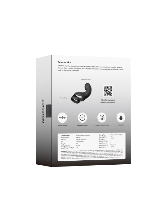 SVAKOM - Benedict Dual Ring Perineum Stimulator - Black