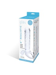 Glas - Realistic Ribbed Glass G-Spot Dildo with Balls