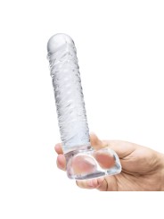 Glas - Realistic Ribbed Glass G-Spot Dildo with Balls