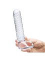 Glas - Realistic Ribbed Glass G-Spot Dildo with Balls