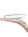 Glas - Realistic Ribbed Glass G-Spot Dildo with Balls