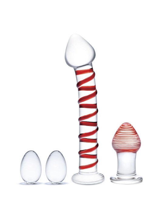Glas - Mr. Swirly 4 pc Set with Glass Kegel Balls & Butt Plu