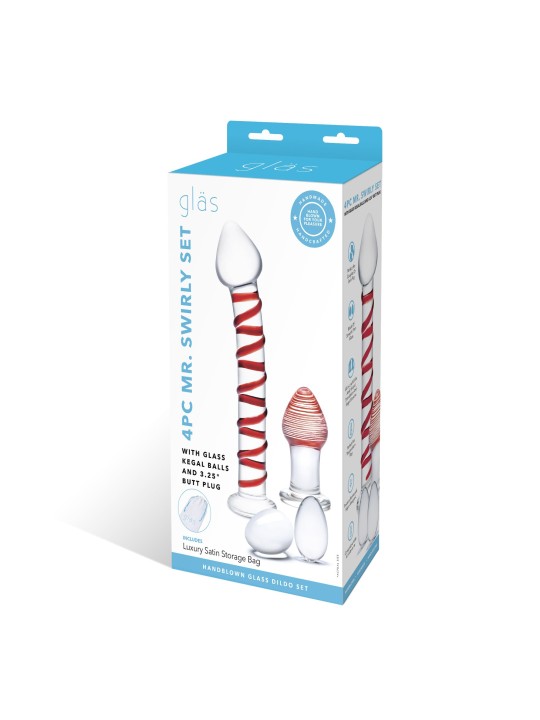 Glas - Mr. Swirly 4 pc Set with Glass Kegel Balls & Butt Plu