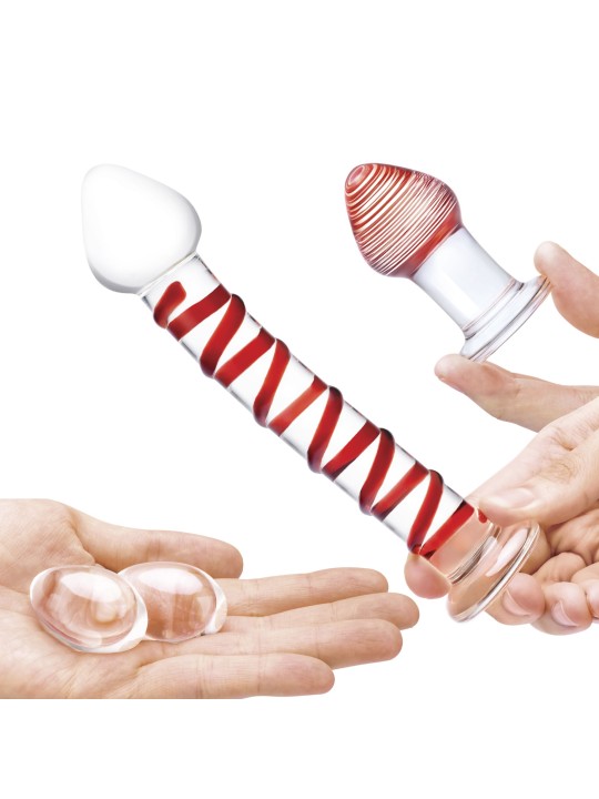 Glas - Mr. Swirly 4 pc Set with Glass Kegel Balls & Butt Plu