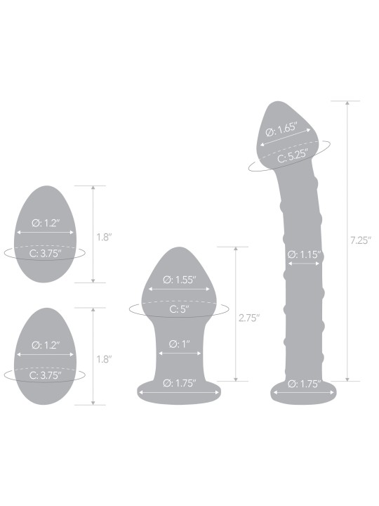 Glas - Mr. Swirly 4 pc Set with Glass Kegel Balls & Butt Plu