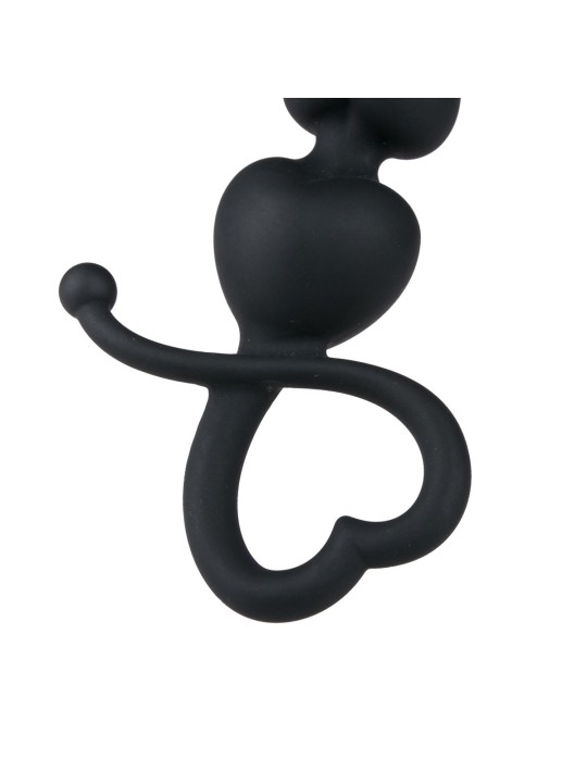 Black Anal Beads Heart Handle