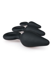 Black Buttplugs With Pull Ring - Set
