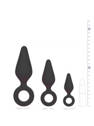 Black Buttplugs With Pull Ring - Set