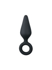 Black Buttplugs With Pull Ring - Small