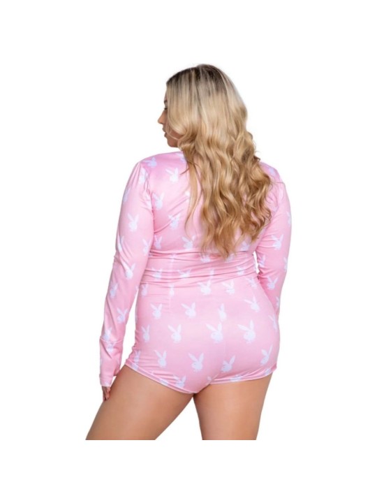 Playboy Lingerie - Slumber Bunny Curvy Onesie - Pink