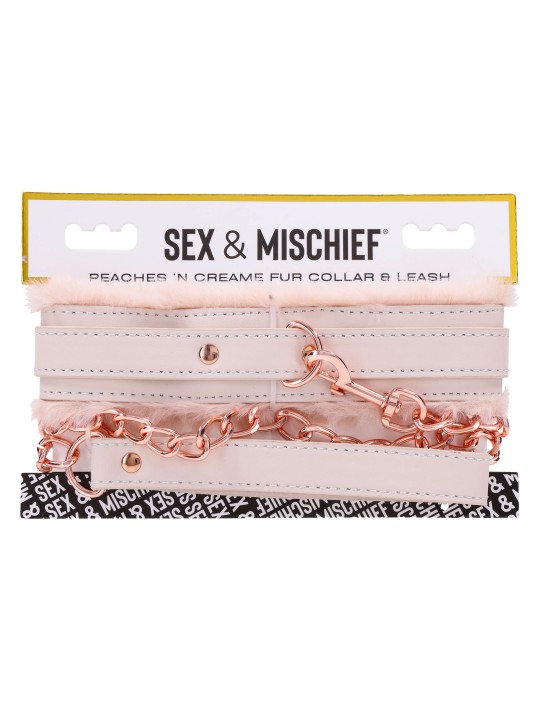 Sportsheets – S&M Peaches ‘n CreaMe Fur Collar & Leash – Cream