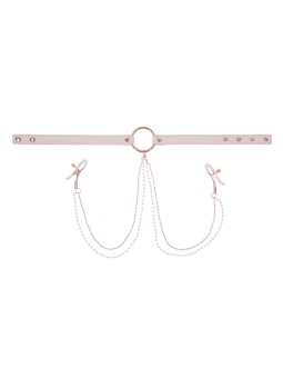 Sportsheets – S&M Peaches ‘n CreaMe Halsband met Tepelklemmen – Cream