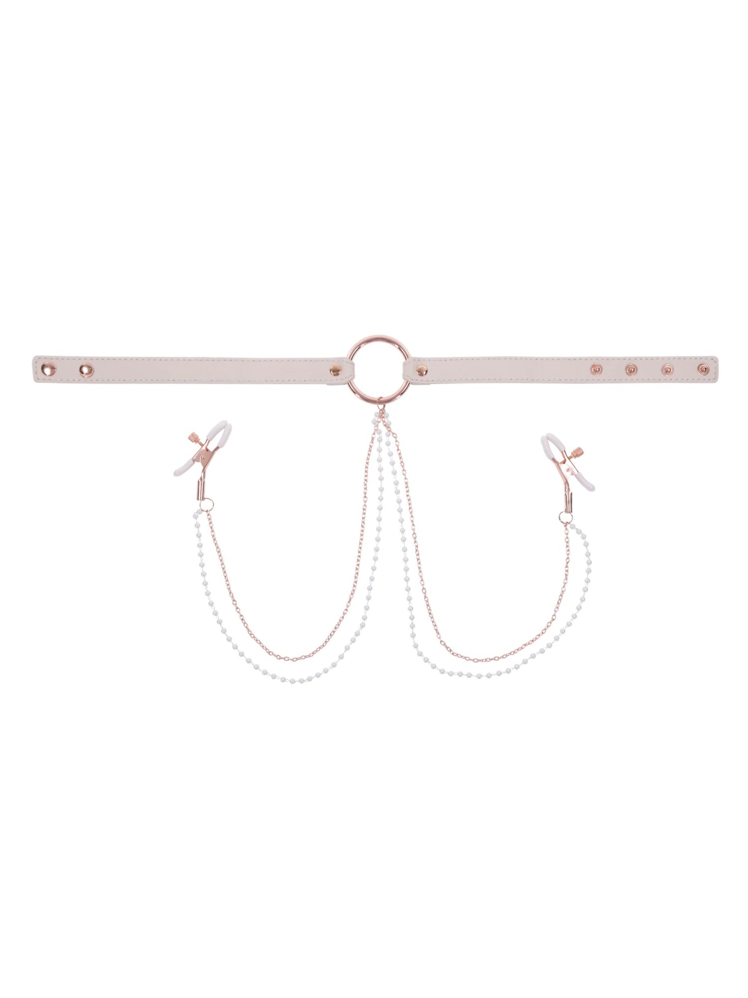Sportsheets – S&M Peaches ‘n CreaMe Halsband met Tepelklemmen – Cream