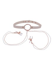 Sportsheets – S&M Peaches ‘n CreaMe Halsband met Tepelklemmen – Cream
