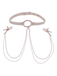 Sportsheets – S&M Peaches ‘n CreaMe Halsband met Tepelklemmen – Cream