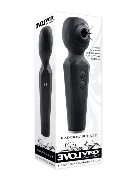 Evolved - Rainbow Sucker Wand Vibrator - Black