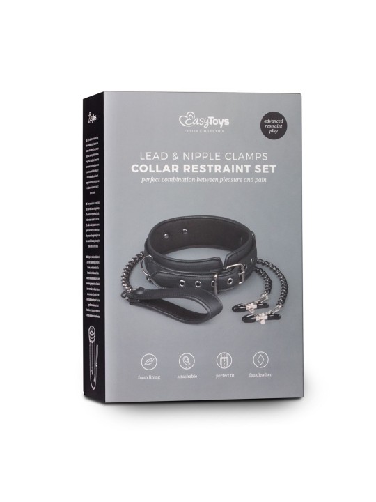 Easytoys Fetish - Leather Collar With Nipple Chains