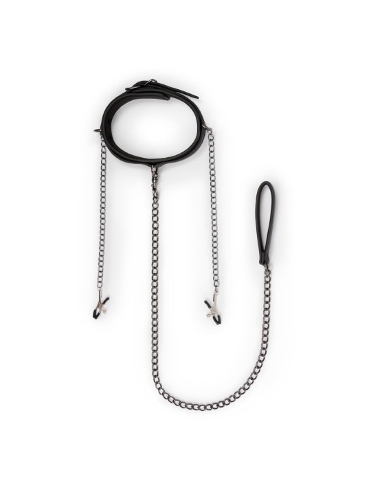 Easytoys Fetish - Leather Collar With Nipple Chains