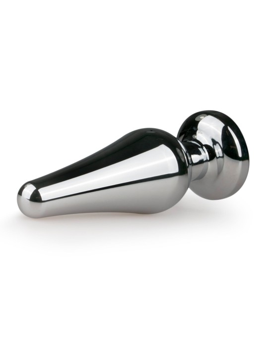 Zilverkleurige metalen buttplug met roze diamant