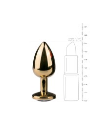 Goudkleurige metalen buttplug met transparante steen