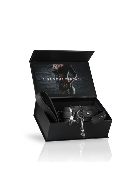 Easytoys Fetish - Leather Collar With Nipple Chains