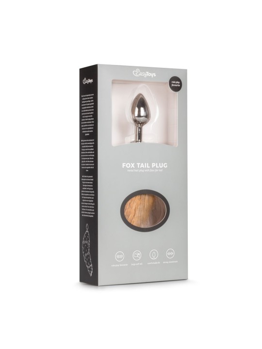 Easytoys Fetish - Medium Zilvere buttplug - Bruine vossenstaart