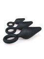 Black Buttplugs With Pull Ring - Set