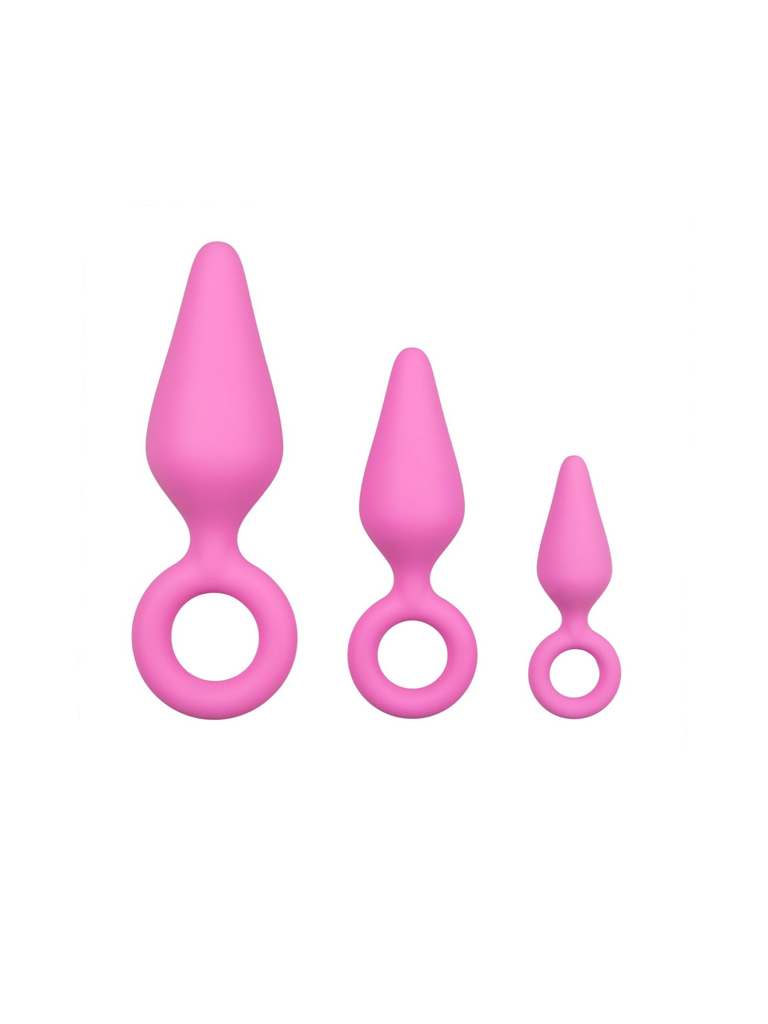 Pink Buttplugs With Pull Ring - Set