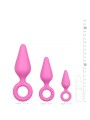 Pink Buttplugs With Pull Ring - Set