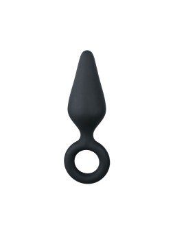 Zwarte buttplug met trekring - small